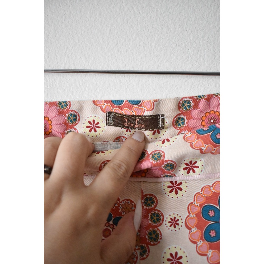 lm lm Floral Mandala A-Line Skirt Womens M Pink Blue Retro 60s Style Mini - Picture 6 of 7